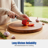 Ironwood Cutting Board Antibacterial Sturdy Wood Round U-handle Slicing Dicing Chopping Board Authentic Ironwood Clam Wood Easy Storage Suitable for Everyday Cooking Home Kitchen Restaurant