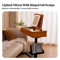 Wheeled fold-up Makeup Chest Movable with casters Vanity Table Vintage design versatileUse for Women, Students