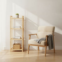 Wooden Storage Rack Floor-Standing Bathroom Storage Shelving Unit Open-Frame Slat Shelf for Small Apartments, Washroom, Bedroom