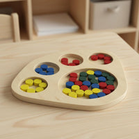 Wooden Color Sorting Tray Early Education Child-Centered Sorting Toy Fine Motor Skill Development Wooden Learning Board for Preschoolers, Kindergarten
