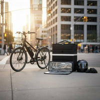 Portable Insulated Pizza Delivery Bag Waterproof Large Capacity Thermal Food Carrier Reflective Strips for Caterers, Picnics