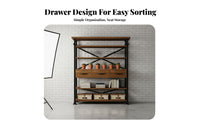 utilitarian aesthetic Freestanding Shelving Unit With Drawers Floor-Standing Etagere Vintage Design bookshelf Sturdy Construction for Apartment Dwellers, Book Lovers, Office Workers, Living Room, Study, Bedroom