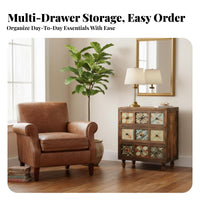 Multi-Drawer Accent Chest Vintage & Design Patterned Front Chest of Drawers Decorative Design Sturdy Construction