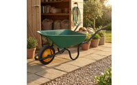 Single-Wheel Wheelbarrow with Metal Frame Deep-Tray Wheelbarrow Easy Maneuverability Hand Cart Heavy-Duty for Gardeners, Farmers, Garden, Yard, Orchard