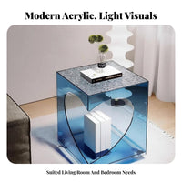 Mobile C-Table Transparent Nightstand Minimalist design with casters for Bedroom, Small Spaces, Home Office