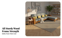 Upholstered Wooden Frame L-Sofa Chinese Design Home Design Furniture Includes Reclining Section Sectional Couch for Families, Homeowners, Living Room