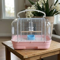 Portable Bird Cage with Handle, Hard-Sided Outdoor Bird Carrier for Small Parrot Travel, Small Bird Cage with Removable Tray for Easy Cleaning