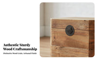 Decorative Wooden Trunk Wabi-Sabi Design Rustic Wooden Trunk Multi-Functional Hinged Lid for Interior Designers, Living Room