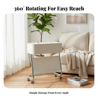 Wheeled C-Table For Small Spaces C-Shaped Rolling Couch Table Easy to Assemble