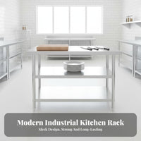 1 Piece Commercial Kitchen Prep Table Extra Thick Stainless Steel Work Sturdy Table Superior Stability Utility Workbench Suitable for Restaurant Bakery Caterers Cafeteria Laundry Room