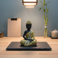 Gold Buddha Statue Carved Details Resin Buddha Figurine Indoor Outdoor Use