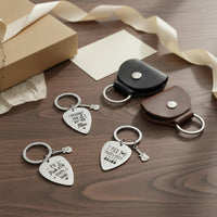 Portable Stainless Steel Guitar Pick Keychain Long-Lasting Stainless Steel Pick Holder Keychain Gift Idea Music Accessory for Musicians, Travel, Gig, Practice