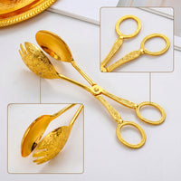 Engraved Serving Tongs with Scissor Handle Versatile Serving Utensil with Circular Handles Easy to Clean Cake Tongs Long-Lasting for Tea Party, Bakery