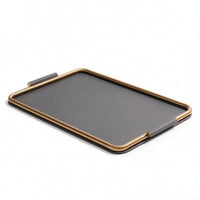 Metal decorative Tray with Metal Frame Rectangular Catchall Tray with Handles Modern Tabletop Organizer for Coffee Table