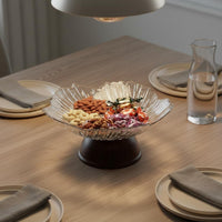 Pedestal Fruit Bowl Multi Functional Petal Rim Fruit Plate Raised Base