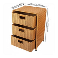 Wicker Design Bedside Table Handmade 3-Tier Woven Storage Organizer for Bathroom