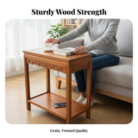 Tiered Wooden Stand Neotimelessal Aesthetic Narrow Storage Table Multitier Design Adaptable Use for Homeowners, Small Spaces