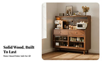 Solid Wood Coffee Bar Cabinet Multifunctional Tea Station Storage Cabinet Large Capacity Small Dining Room Sideboard Sturdy and Long-Lasting for Apartment Dwellers, Homeowners, Entertainers, Entryway, Home Office
