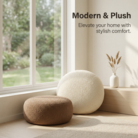 Round Teddy Fleece Floor Cushion, Large Floor Cushion Seating, Soft Thick Floor Pillow, Modern Minim - Image 5