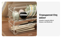 Lidded Brush Container Large Capacity Lidded Brush Canister with Pearls