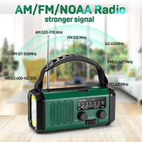 Portable Solar Hand-Crank Radio with Full Band Reception, 4000mAh Battery