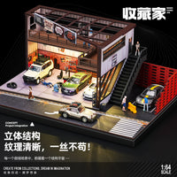 1:64美式旧仓库修理店车库场景模型停车场收纳适用MINIGT车模摆件