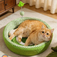 Woven Feline Scratch Bed Round Feline Scratcher Bed Handwoven