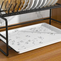 Small Dish Rack and Single Layer Dish Rack, Stainless Steel Dish Rack Cabinet Organizer, Modern Minimalist Style Insert for Kitchen Counter Space
