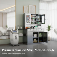 Stainless Steel Medical Cabinet Lockable with 2 Keys Medical Medicine Cabinet Organized Storage Hospital Instrument Locker for Beauty Salon, Lab