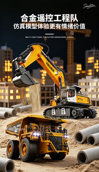 Spray Remote Control Excavator Alloy RC Car Dump Truck Engineering Toy