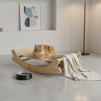 Cat Rocking Swing Breathable Elevated Cat Lounger Built-in Scratch Pad