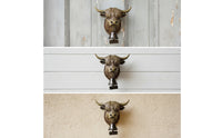Scottish Cattle Welcome Bell Metal Welcome Bell with Bovine Head Outdoor Antique Bronze Door Chime for Entryway