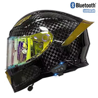 Carbon Fiber Full Face Motorcycle Helmet with Bluetooth, DOT Certified