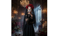 Lace Headscarf with Gloves Elegant Black Halloween Bridal Headscarf Skin-Friendly Accessory Set for Women, Halloween, Cosplay