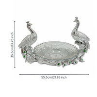 Peacock Fruit Tray European Style Mythical Bird Fruit Tray Decorative Centerpiece Peacock Glass Bowl Stand Bar, Lobby Area