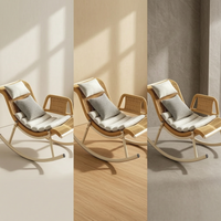 Dream Xiaoduo Rattan Rocking Chair for Home Balcony Outdoor Patio Lounge Chair Adult Leisure Rocker