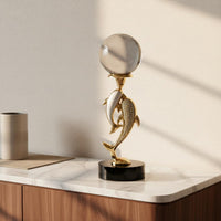 Dolphin Crystal Ball Ornament Elegant Luxury Dolphin Figurine Home Decor for Bar Cabinet, Tv Stand