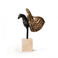 Horse Sculpture Abstract Sculpture with Stone Base Resin for Office, Homeowners