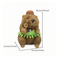 Groundhog Stuffed Animal with Cap Adorable Sitting Groundhog Stuffed Animal Squeezable Long-Lasting for Children, Nursery, Shelf