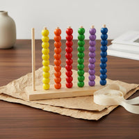 Develops Hand-Eye Coordination Wooden Bead Stacking Toy Wooden Bead Board Game Polished & Burr-without Charge Color Sorting Toy Stable Base for Kindergarten