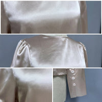 Women's Satin Long Sleeve Blouse Elegant Design Satin Blouse Business Casual Lantern Sleeve Shirt for Professionals, Young Adults, Vacation, Daily Wear