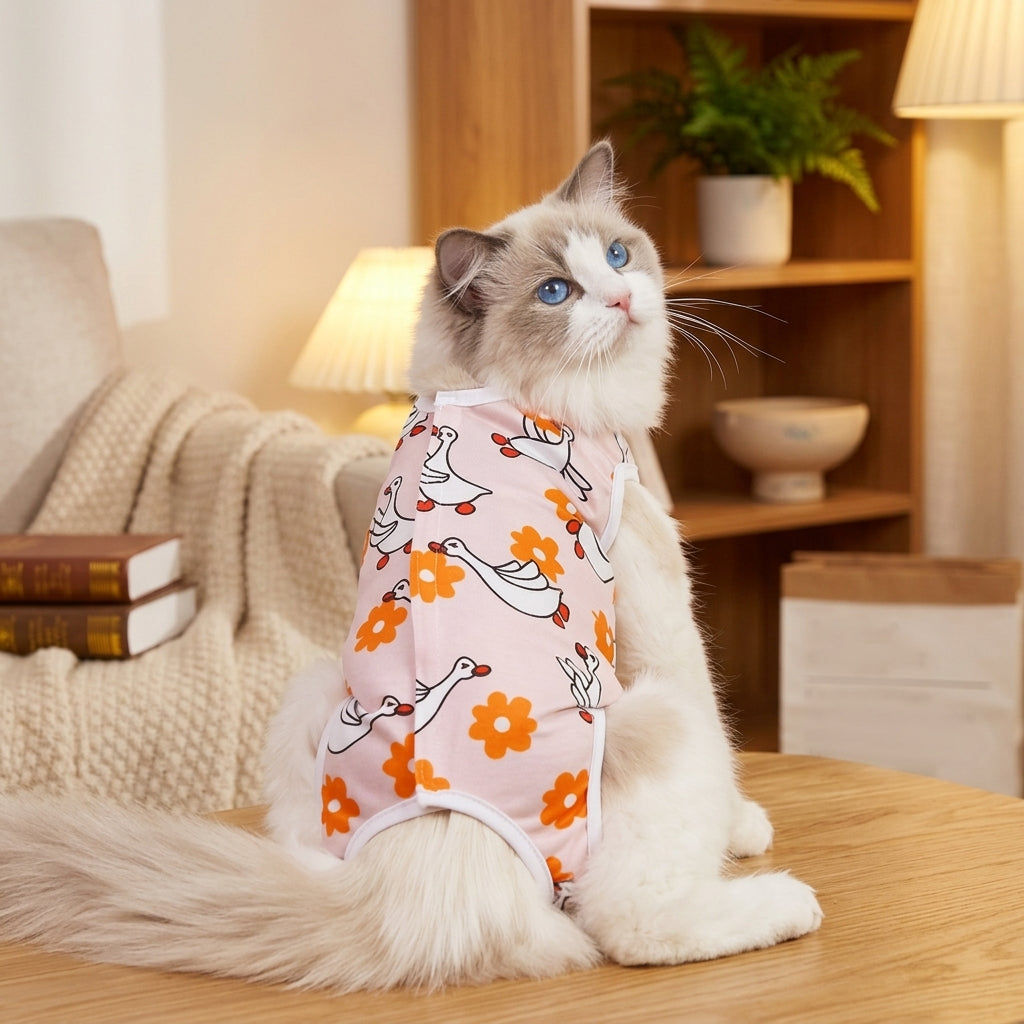 Pet Recovery Suit, Four-Legged Suit for Dog Surgery Suit and Cat Surgery Suit, Graphic Print Polyester, Unisex Anti Licking Small Medium Dog Use
