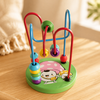 Kids Wooden Russian Block Puzzle Knocking Piano Set Column Threading Beading Clock Maze Educational Toy