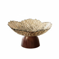 Pedestal Fruit Bowl Elegant Design Faux Wood Base Fruit Basket Food Grade Material High Foot Snack Dish for Party, Entryway