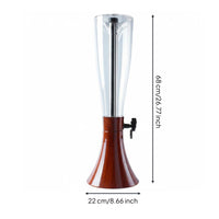 Beer Column Dispenser Wood Grain Base Drink Tap Column Transparent Body for Bar