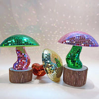 跨境新品Mushroom Disco Ball 镜面玻璃蘑菇迪斯科球装饰摆件