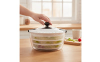 Hand-Crank Salad Dryer Manual Lettuce Dryer Low-Height Salad Dryer with Strainer Transparent for Kitchen Prep, Countertop