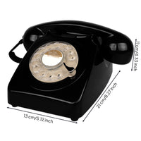 Classic Rotary Desk Phone Metal Bell Chime Retro Rotary Phone Vintage Wired Telephone Telephone for Office, Study Room