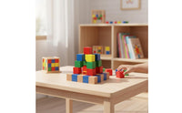 60 Pieces Colorful Wooden Cube Blocks Learn While Playing 3D Brainteaser Blocks Develops Logical Thinking Spatial Reasoning Toy Hand-Eye Coordination for Children, Preschoolers, Toddlers, Home, Classroom, Daycare