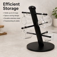 Modern Mug Tree, Freestanding Cup Holder for Coffee Cups, Draining Countertop Mug Tree for Drying Mugs, Space Saving